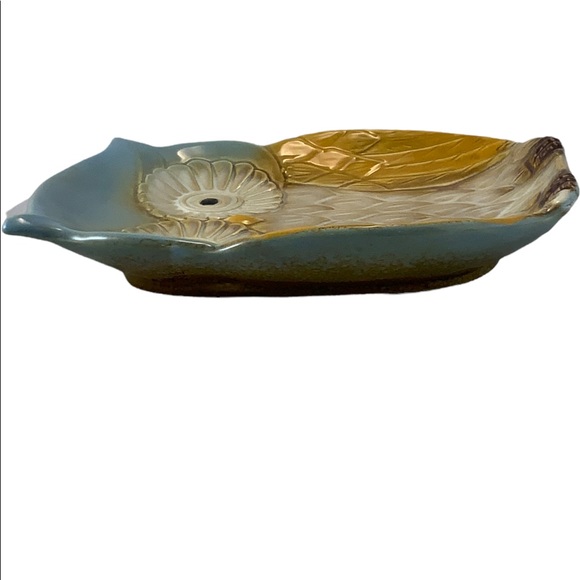 Owl Ceramic Kitchen 4 Piece Set Hand-Painted Functional Kitchen Art Blue Tan - Picture 6 of 9